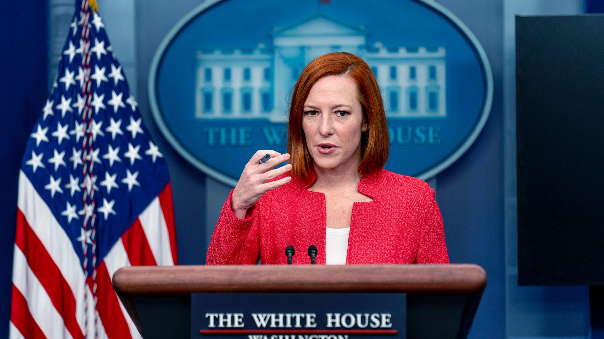 Jen Psaki: Die Pressesprecherin des Weißen Hauses sagte, die aktuelle Lage in der Ukraine-Krise sei "äußerst gefährlich".