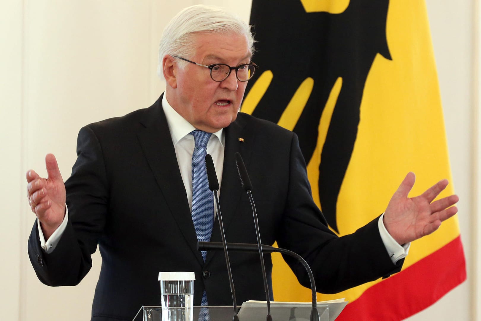 Bundespräsident Frank-Walter Steinmeier im Schloss Bellevue: "Diese Mehrheit darf nicht still bleiben, wenn Extremisten die Axt ans demokratische Urvertrauen legen."