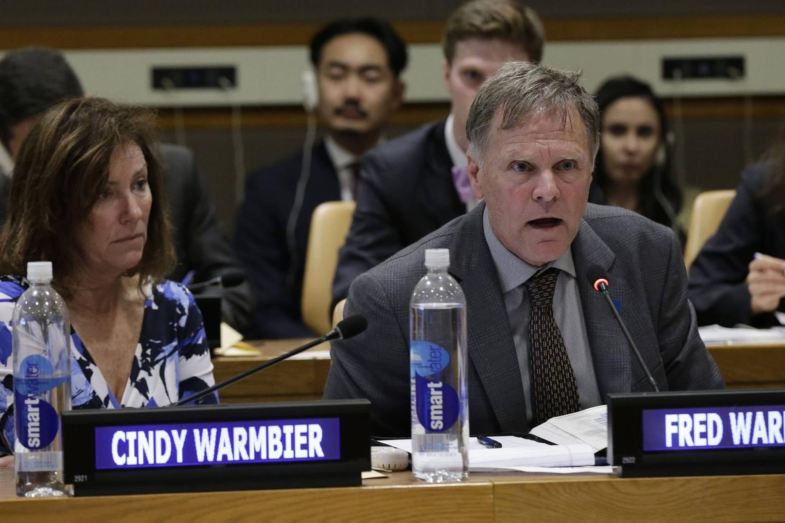 Cindy Warmbier sprechen im Januar 2016 bei den Vereinten Nationen in New York: Ihr Sohn wurde zuvor in Nordkorea verhaftet.