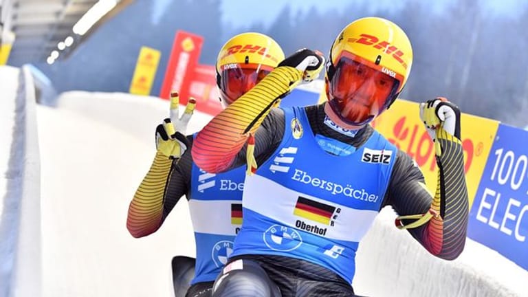 Toni Eggert (r) und Sascha Benecken haben den EM-Titel im Gesamtweltcup gewonnen.
