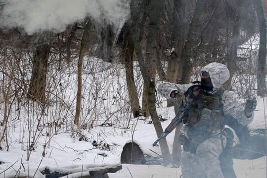 Aus Angst vor einer russischen Invasion haben sich in den letzten Wochen Dutzende von Zivilisten den Armeereserven der Ukraine angeschlossen - wie hier in Kiew.