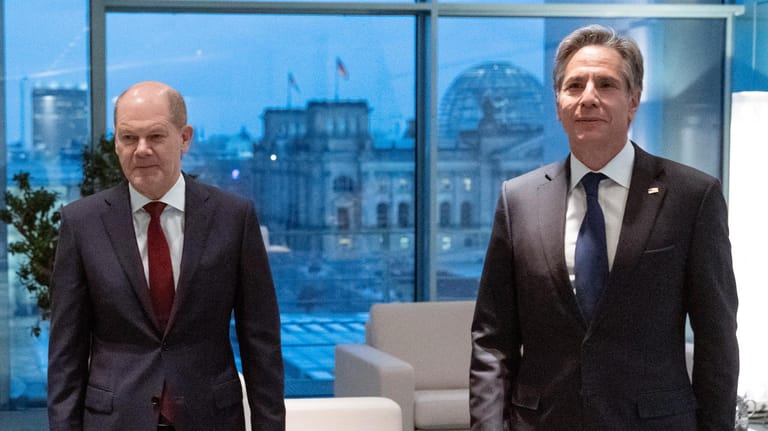 Bündnis auf dem Prüfstand: US-Außenminister Antony Blinken beim Treffen mit Bundeskanzler Olaf Scholz.
