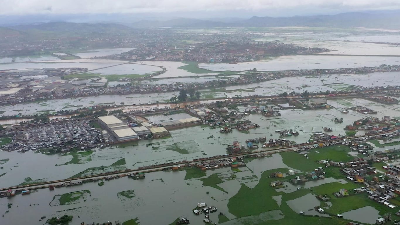 Überflutete Gebiete in Antananarivo: Madagaskars Hauptstadt war besonders schwer betroffen.