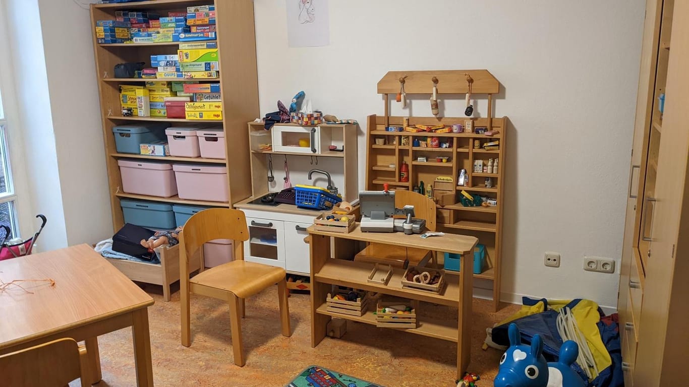 Das Spielzimmer im Frauenhaus: Jede Frau teilt sich mit ihren Kindern ein Zimmer. Für die Kinder gibt es einen eigenen Raum zum Spielen.