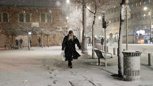 Schneefall in Jerusalem.