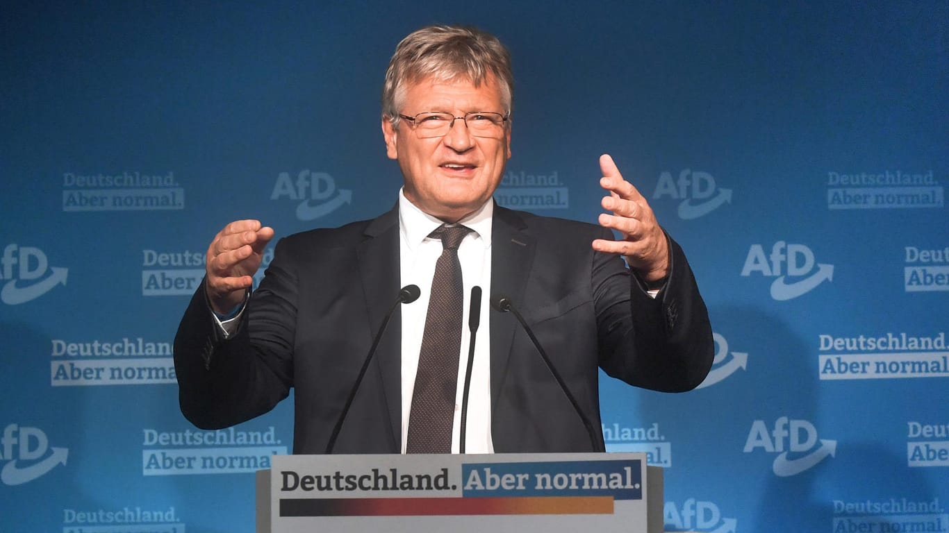 Jörg Meuthen bei der Wahlparty der AfD nach der Bundestagswahl 2021 (Archivbild): Der AfD-Vorsitzende verlässt die Partei.