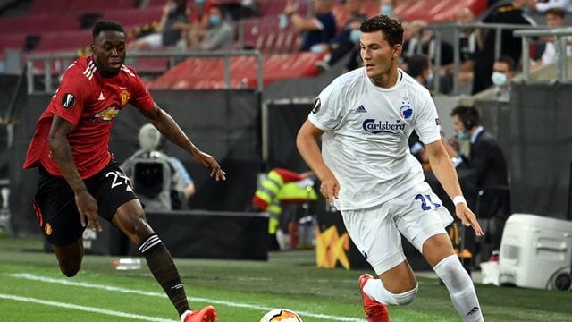 Jonas Wind (r) in Aktion für den FC Kopenhagen.