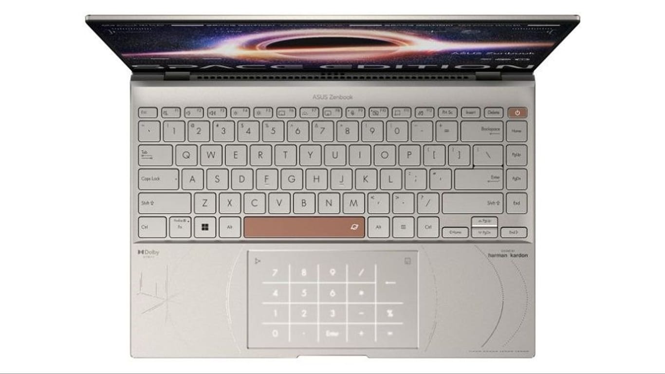Das ZenBook 14X OLED Space Edition von Asus mit eingraviertem Morsecode.