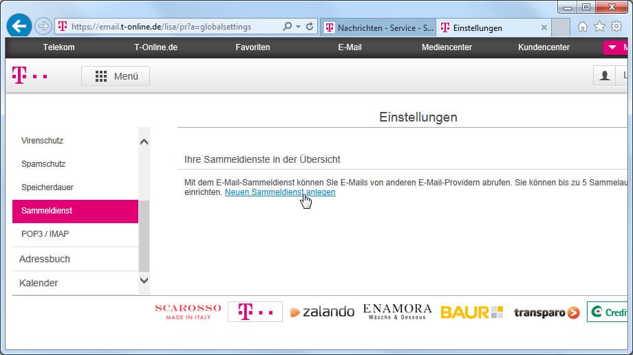 Über den Sammeldienst holt Ihr neues Mail-Konto die Nachrichten vom alten Konto ab.