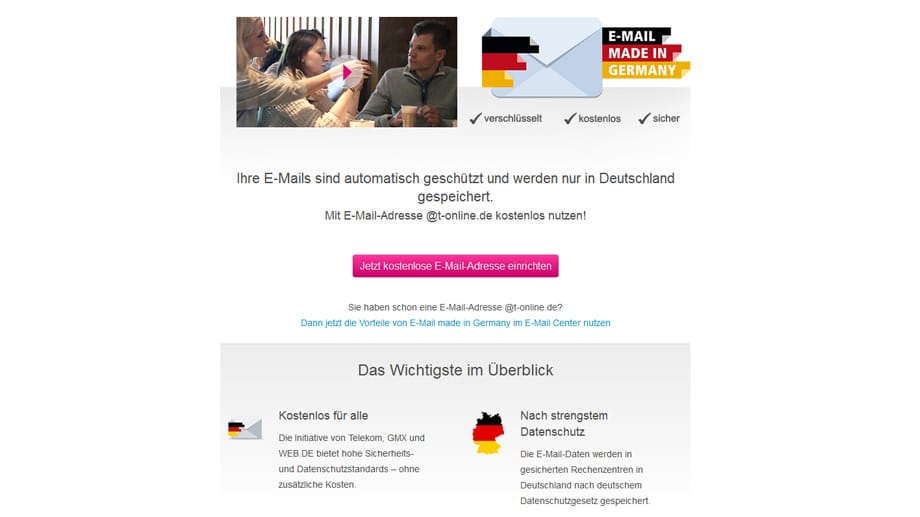 Informationsseite zur "E-Mail made in Germany"