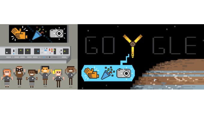 Die Juno-Sonde der Nasa hat den Jupiter erreicht. Dazu gibt es ein schönes Google Doodle.