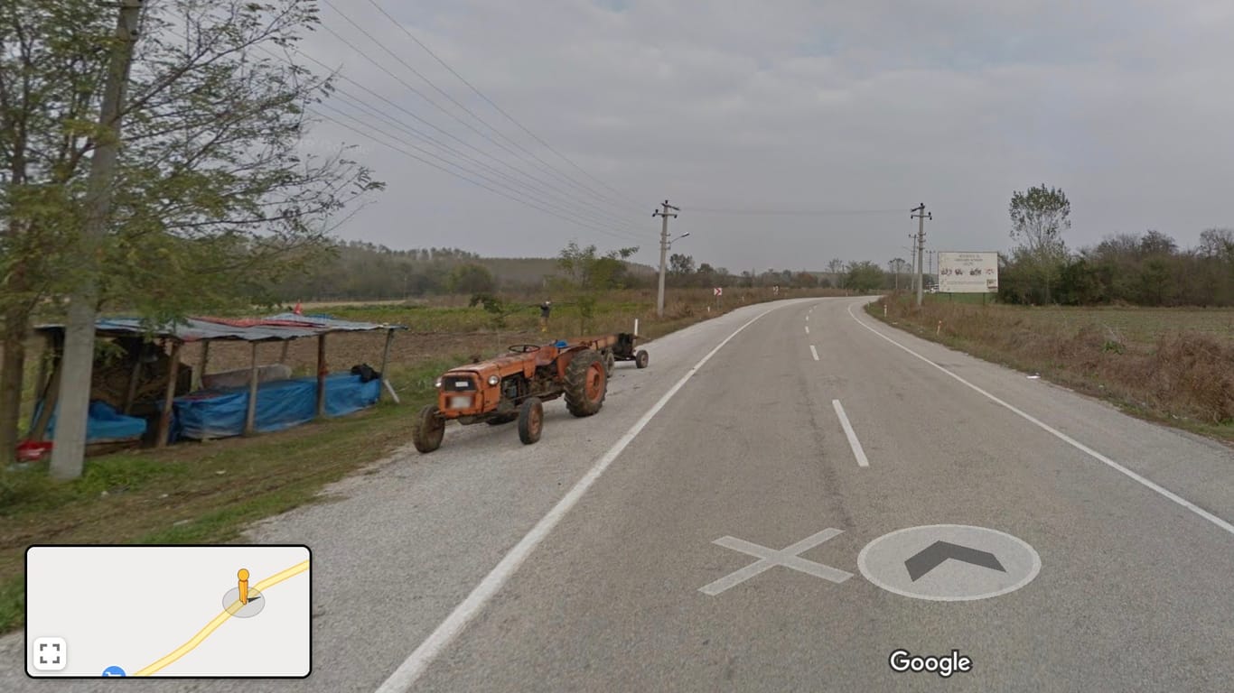 Blick mit Google Street View: Die Landstraße am Grenzübergang nach Griechenland.