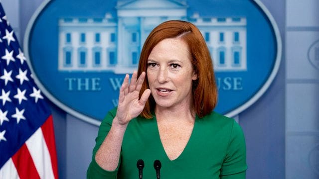 Jen Psaki bei einem Pressebriefing.