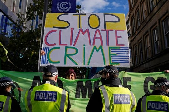 Ein Protest am Rande der COP26-Klimakonferenz in Glasgow.