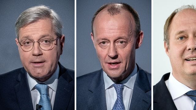 Eine Bildkombo zeigt Norbert Röttgen (l-r) Friedrich Merz und Helge Braun. Eine Bildkombo zeigt Norbert Röttgen (l-r) Friedrich Merz und Helge Braun.