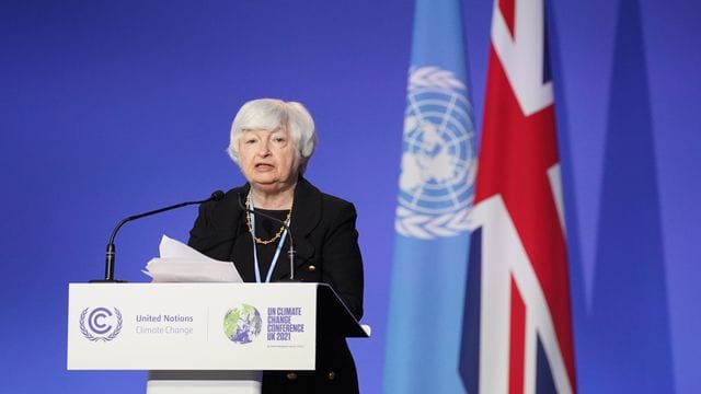 Janet Yellen bei der UN-Klimakonferenz COP26 in Glasgow.