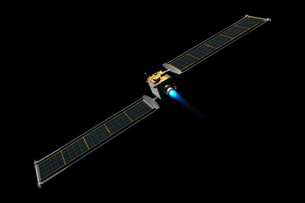 Eine undatierte grafische Darstellung zeigt die Nasa-Sonde für die Mission "Dart" (Double Asteroid Redirection Test).