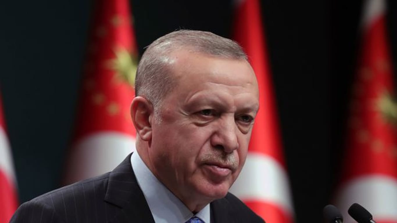 Recep Tayyip Erdogan während einer Pressekonferenz.