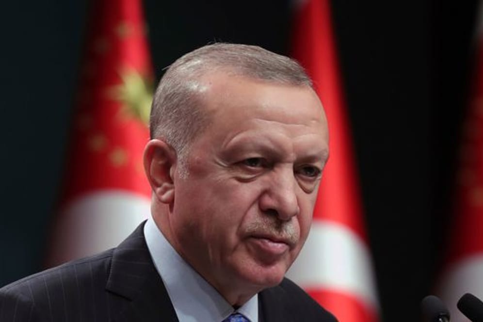 Recep Tayyip Erdogan während einer Pressekonferenz.