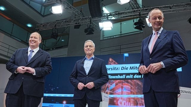 Helge Braun, Norbert Röttgen und Friedrich Merz (v.l.) bei einer ihrer Vorstellungsrunden.