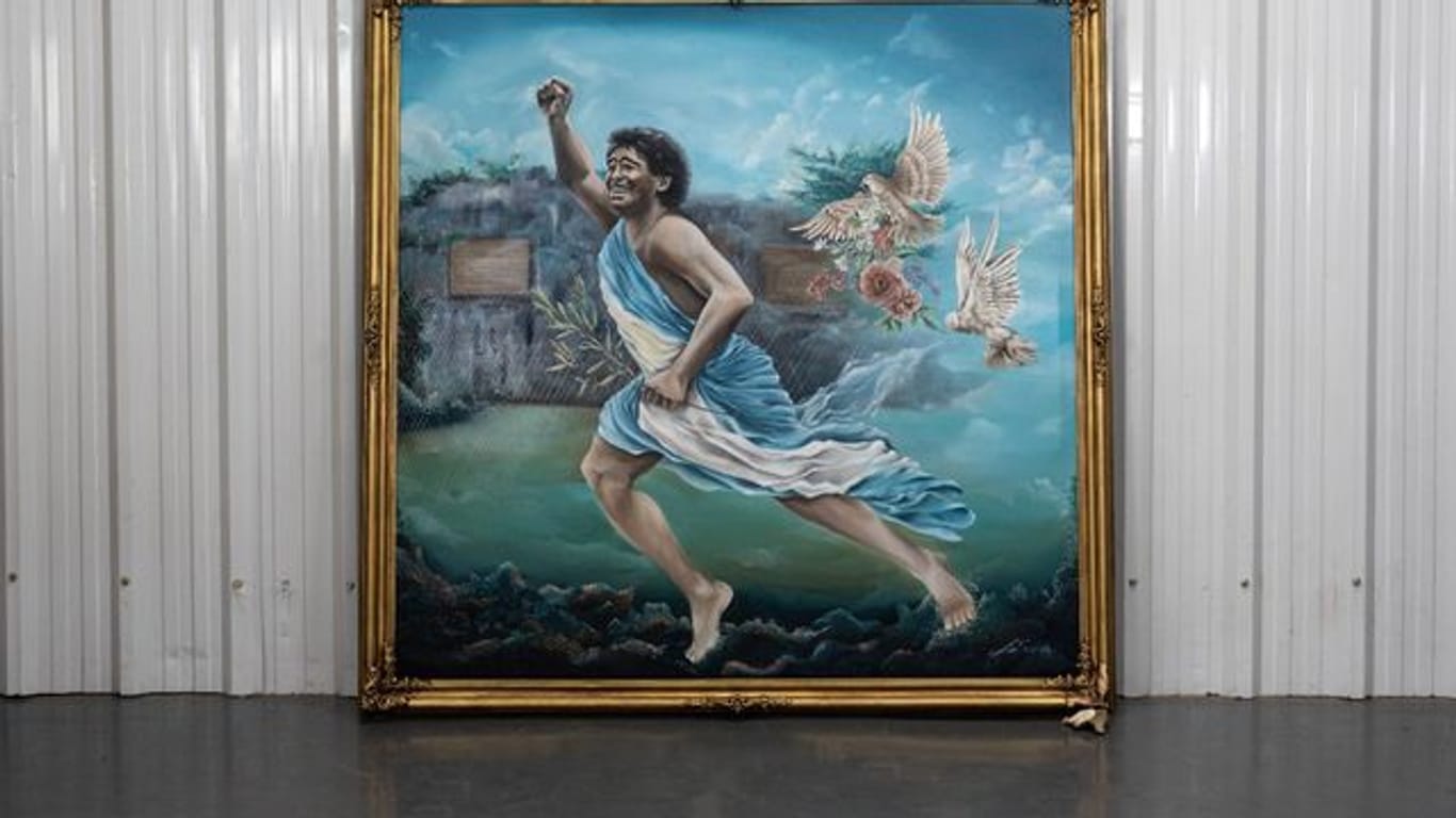 Das Ölgemälde "Entre Fiorito y el cielo" der Künstlerin Lu Sedova wurde für 2150 Dollar als teuerstes Objekt der Auktion versteigert.
