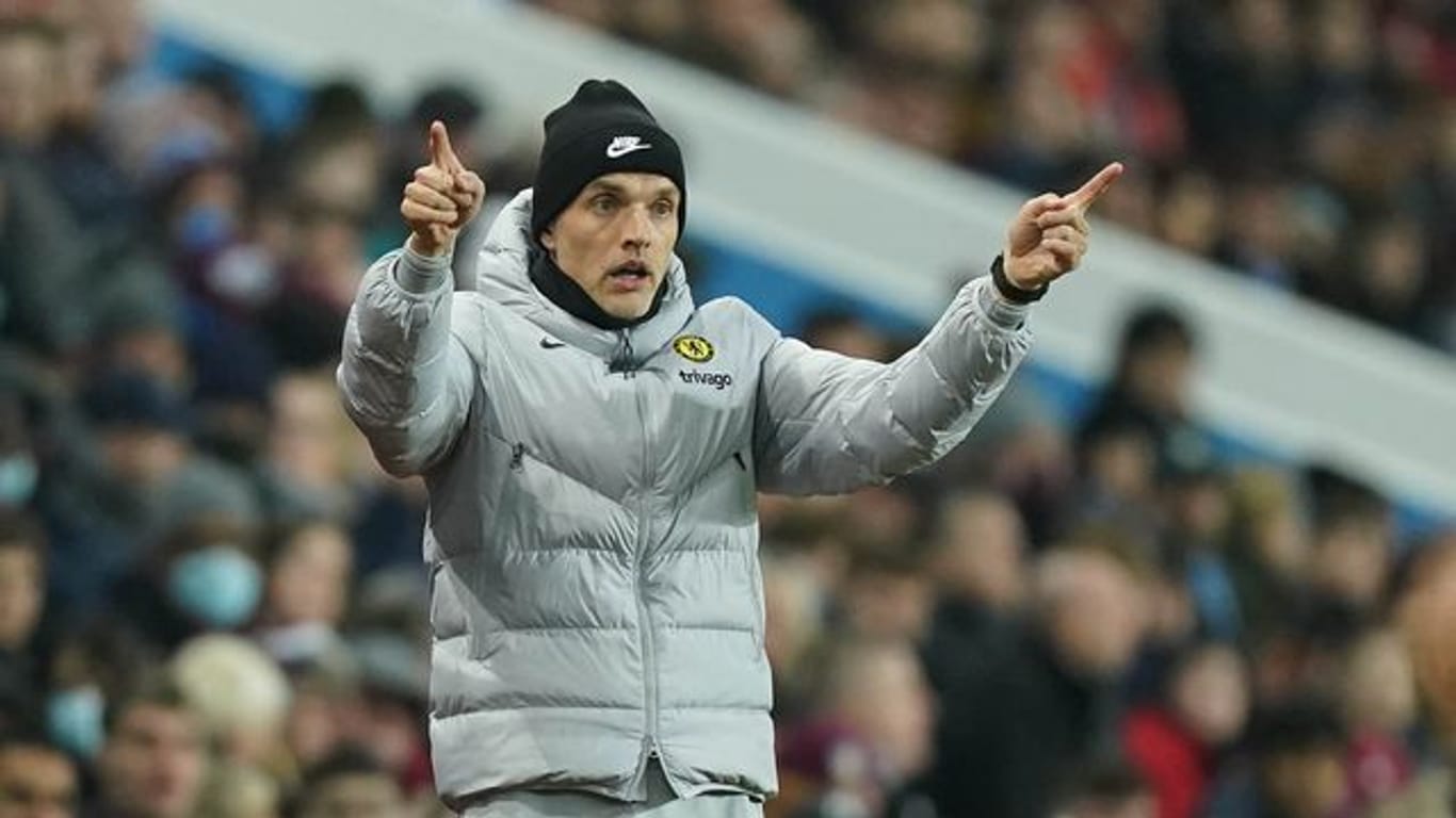 Chelsea-Coach Thomas Tuchel während der Partie gegen Aston Villa.