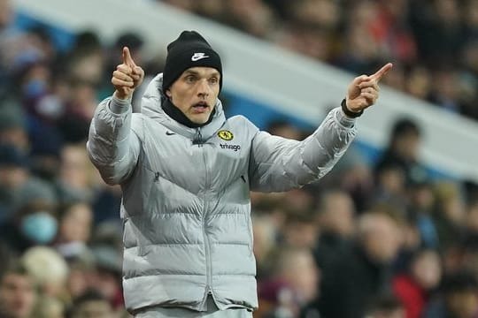 Chelsea-Coach Thomas Tuchel während der Partie gegen Aston Villa.