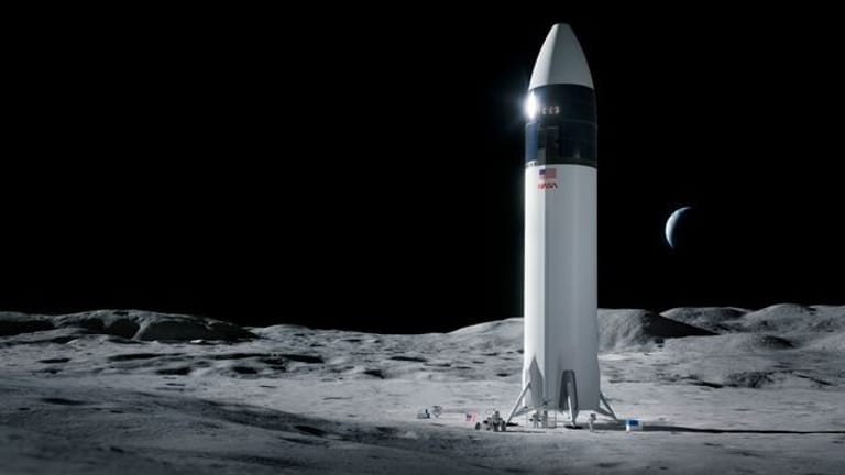 Eine Illustration zeigt das Design des SpaceX Starship.