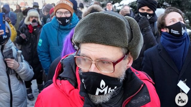 "Memorial kann nicht verboten werden": Protest von Unterstützern der Menschenrechtsorganisation in Moskau.