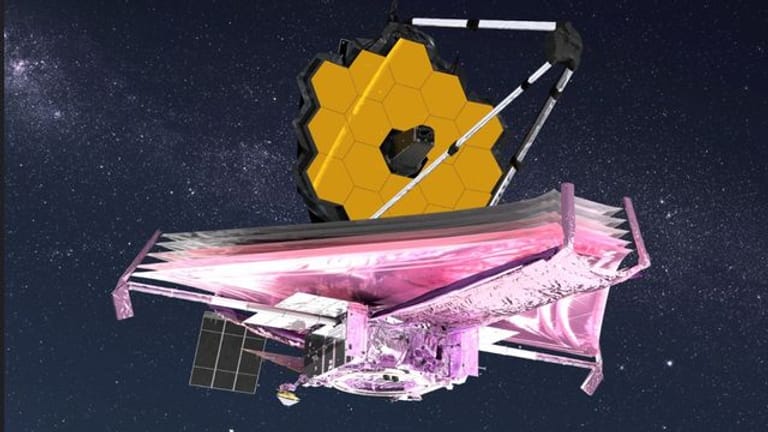 Die Computerzeichnung zeigt den Spiegel des neuen Weltraumteleskops: Mit dem Teleskop sollen alte Galaxien erforscht werden.