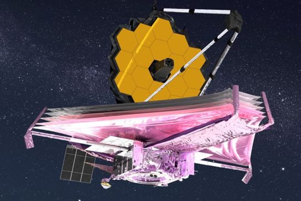 Die Computerzeichnung zeigt den Spiegel des neuen Weltraumteleskops: Mit dem Teleskop sollen alte Galaxien erforscht werden.