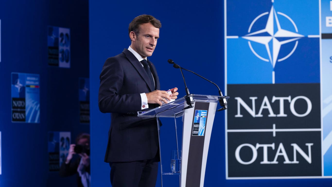 Emmanuel Macron spricht bei der Nato in Brüssel: Sicherheitspolitisch sucht die EU noch in vielen Fragen nach einem gemeinsamen Kurs.