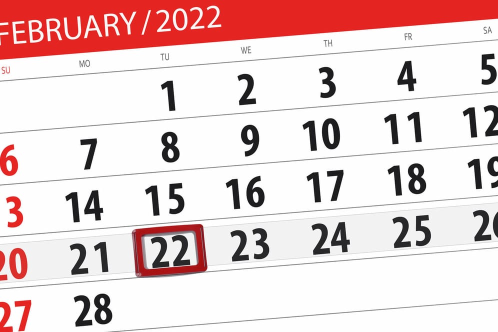 Palindromischer Tag: Der 22.02.2022 ergibt rückwärts gelesen das gleiche Datum.