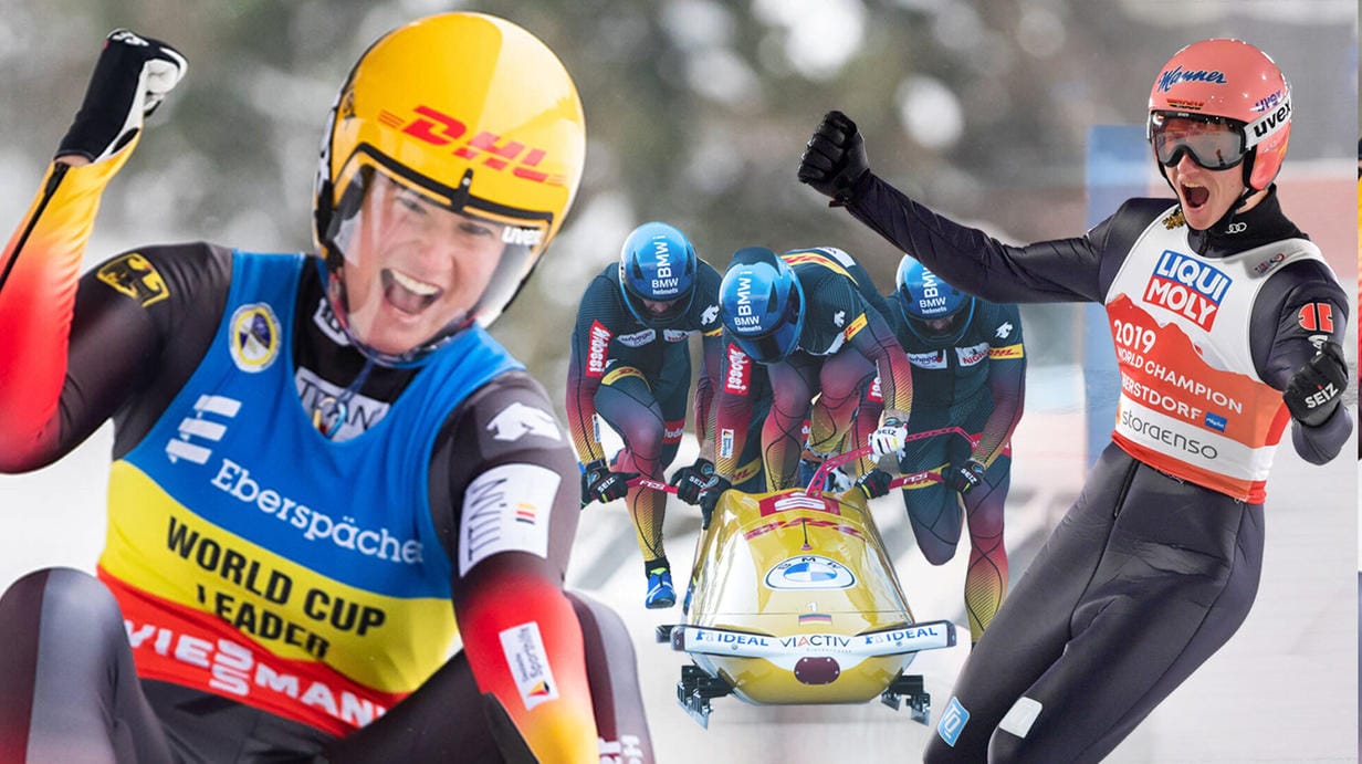 Natalie Geisenberger, das Viererbobteam von Francesco Friedrich und Karl Geiger (v. l.): Sie gehören in Peking zu den heißesten Medaillenhoffnungen des deutschen Olympiateams.