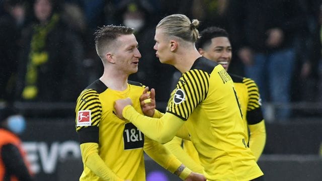 Marco Reus (l) rät Erling Haaland zum Verbleib beim BVB.