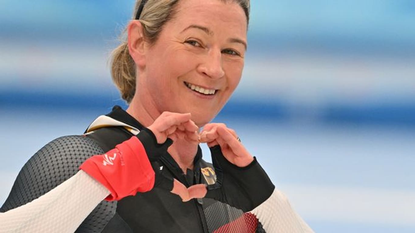 Claudia Pechstein nach dem 3000-Meter-Rennen in Peking.