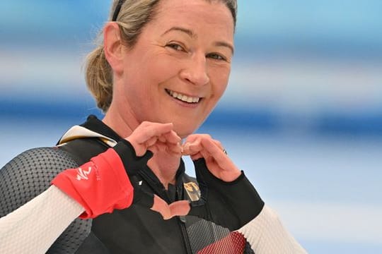 Claudia Pechstein nach dem 3000-Meter-Rennen in Peking.