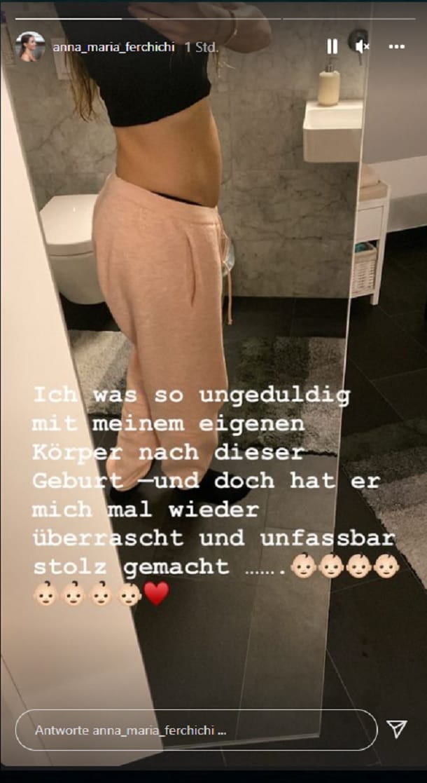 Anna-Maria Ferchichi zeigt ihren Fans ihren Bauch drei Monate nach der Geburt.