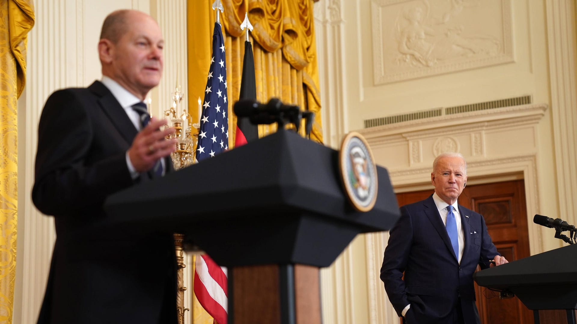 Antrittsbesuch in Washington: Am Montag empfing US-Präsident Joe Biden Kanzler Olaf Scholz im Weißen Haus.