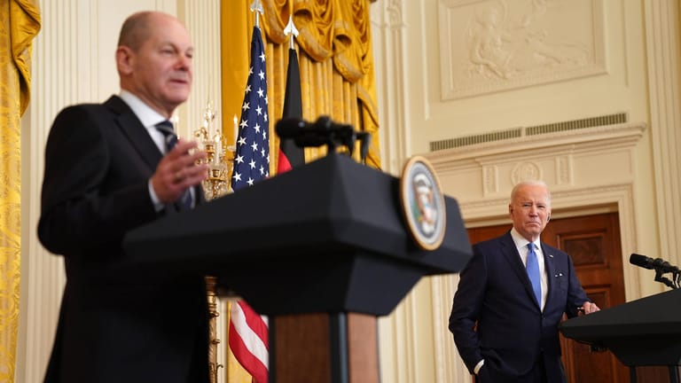 Antrittsbesuch in Washington: Am Montag empfing US-Präsident Joe Biden Kanzler Olaf Scholz im Weißen Haus.