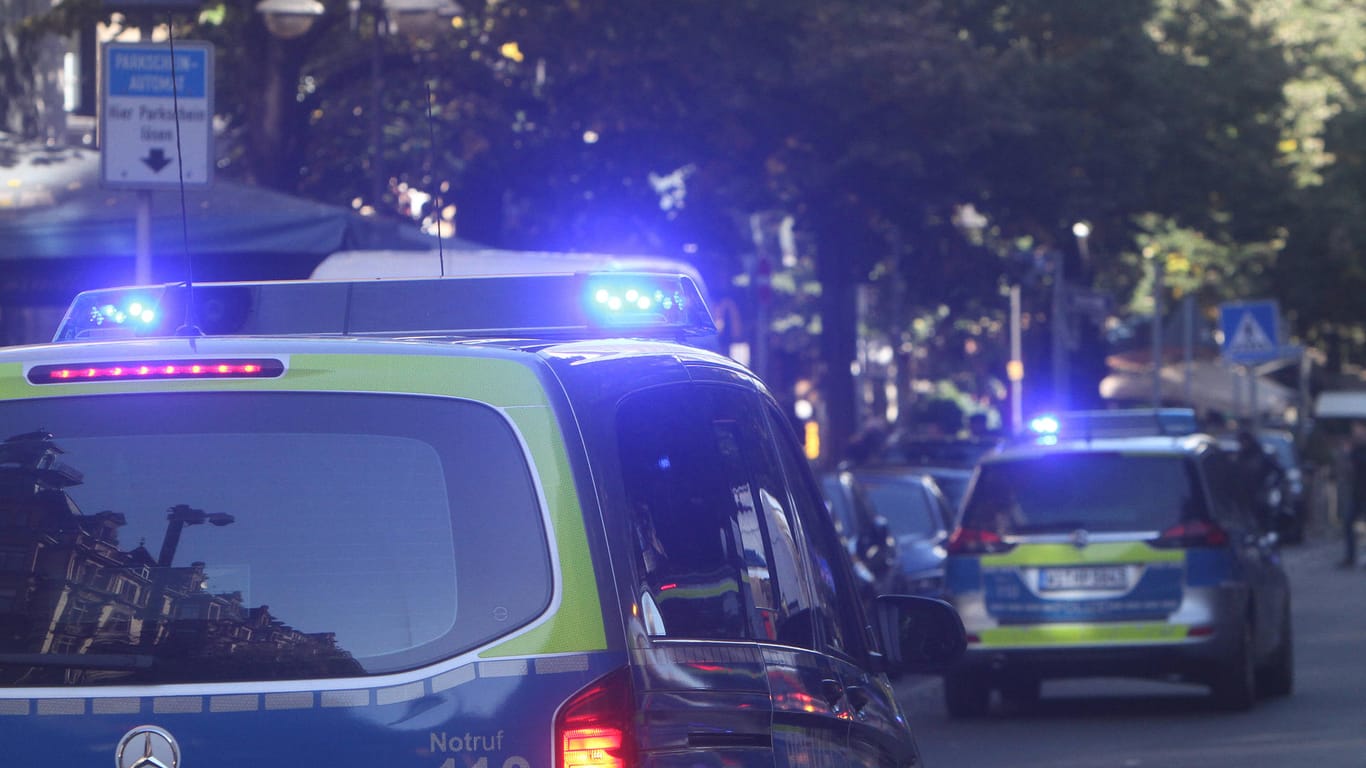 Ein Großaufgebot von Mannschaftswagen der Polizei (Symbolbild): Im Frankfurter Bahnhofsviertel wurde eine Tesla-Limousine geklaut.
