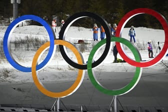 Die Olympischen Ringe bei den Olympischen Winterspielen 2022.