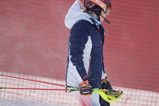 US-Star Mikaela Shiffrin wird im Super-G an den Start geht.