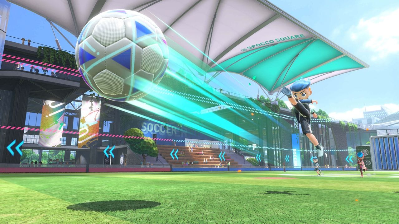 Fußballplatz im Wohnzimmer: "Nintendo Switch Sports" startet Ende April mit zunächst sechs Sportarten. Fußballplatz im Wohnzimmer: "Nintendo Switch Sports" startet Ende April mit zunächst sechs Sportarten.