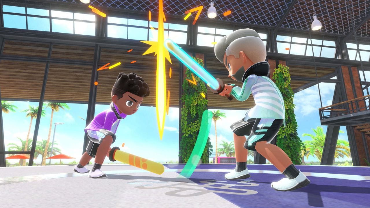 Hier rummst es ordentlich: "Nintendo Switch Sports" bringt auch Chambara-Schwertkämpfe auf die Switch. Hier rummst es ordentlich: "Nintendo Switch Sports" bringt auch Chambara-Schwertkämpfe auf die Switch.