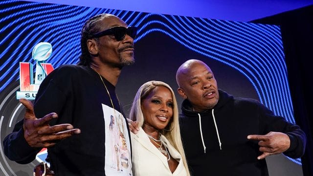 Die Musiker Snoop Dogg (l-r), Mary J.