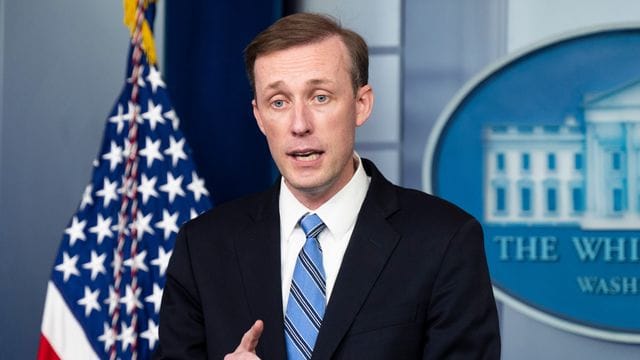Der Nationale Sicherheitsberater der USA, Jake Sullivan, spricht während einer Pressekonferenz im Briefingraum des Weißen Hauses. Der Nationale Sicherheitsberater der USA, Jake Sullivan, spricht während einer Pressekonferenz im Briefingraum des Weißen Hauses.