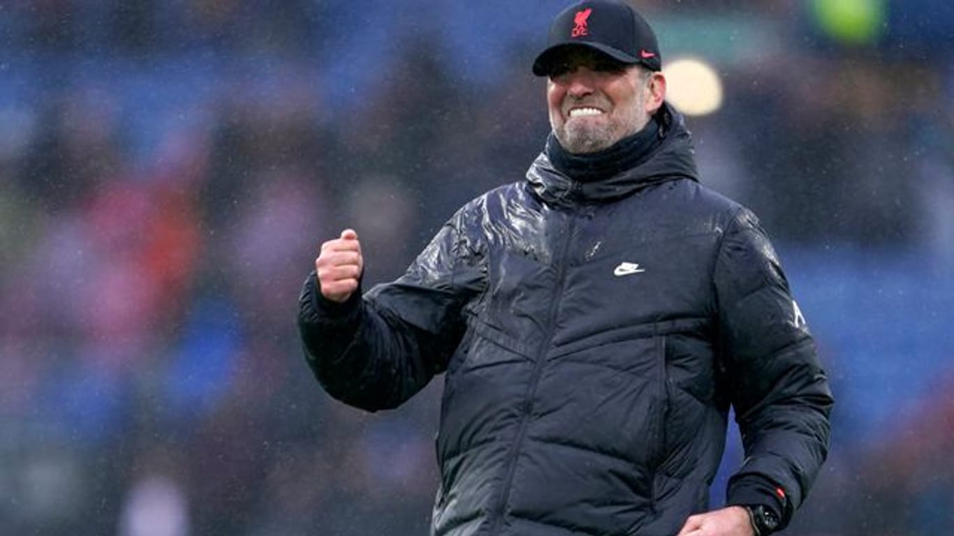 Jürgen Klopp, Trainer vom FC Liverpool, jubelt nach dem Spiel.