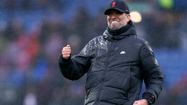 Jürgen Klopp, Trainer vom FC Liverpool, jubelt nach dem Spiel.