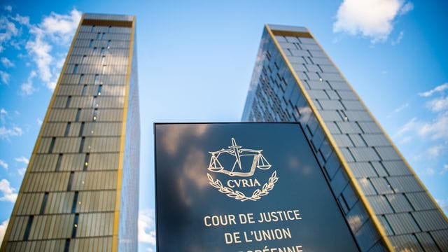 "Cour de Justice de l'union Européene": Das Europäische Gerichtshofs (EuGH) in Luxemburg.